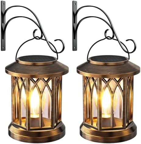 Solar Lantern Outdoor Lights with Wall Mount Kit, Upgraded Solar Lanterns by TuyLuxeHome