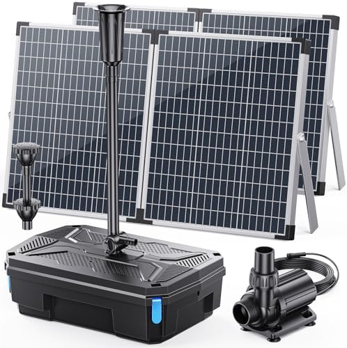 Antfraer Solar Pond Filter & 1600GPH Pump Kit, 120W Foldable Solar Panel with 3-Stage Filtration, Dual Mode Fountain & Waterfall Pond Filter for Outdoor Ponds, Fish Ponds, Garden Water Features by Antfraer