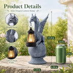 Solar Garden Dragon Statue: Outdoor Figurine with Lantern Lights - Image 2