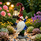 Garden Gnome Statue with Solar Lights Garden Sculptures Patio Outdoor Decor by PaLuQiYa