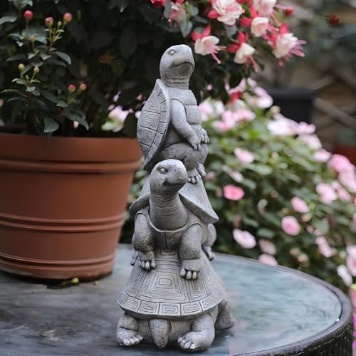 Outdoor Turtle Statues, Resin Home Decor, Cute Decorations, The Perfect Garden Gift and Yard Decor for Three Turtles Large Size: 11.8 inches - Image 4
