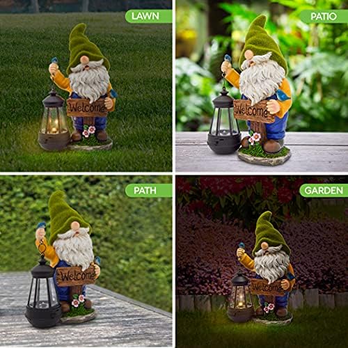 Olekki Christmas Garden Gnomes Outdoor - Flocked Gnome Statue Holding Lantern with Solar LED Lights | Gnomes Garden Decorations for Patio, Yard, Lawn Ornaments - Gnome Gifts - Image 6