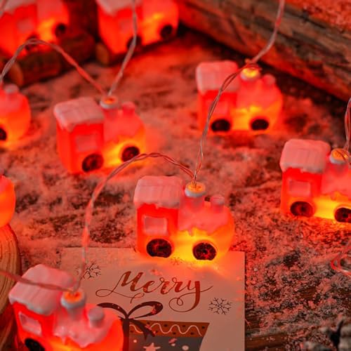 CAKERS Christmas Decor String Lights|Creative Cute Novelty Fairy Lights|Hanging Copper Wire Lights|Night Lights for Birthday Party Xmas Tree Decor,Xmas Locomotive,5m(16.4ft)-20LED-Solar - Image 2