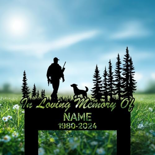 Personalized Hunter Grave Marker Hunter with Dog Memorial Garden Stake 8-24 inch Hunter Dad Loss Gift, Hunter Memorial Gift Loss of Loved One (Hunter with Dog) - Image 3