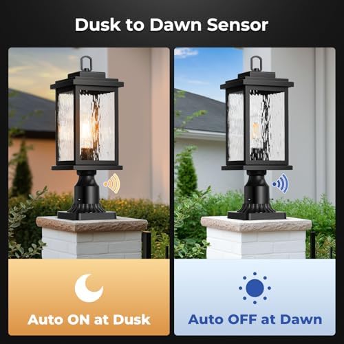 VIANIS Large Dusk to Dawn Outdoor Post Lights, Black Hardwired Waterproof - Image 2