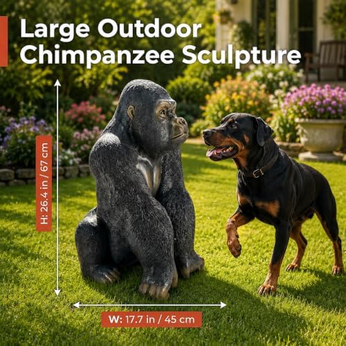 Garden Statues Outdoor Resin Gorilla Statue 26.38" Lawn Ornaments Art Deco - Image 3