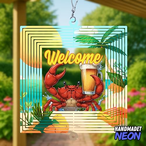Personalized Crab Colorful Garden Wind Spinner, Custom Name 3D Kinetic Yard Ornament for Outdoor Lawn Decor Gifts - Image 2