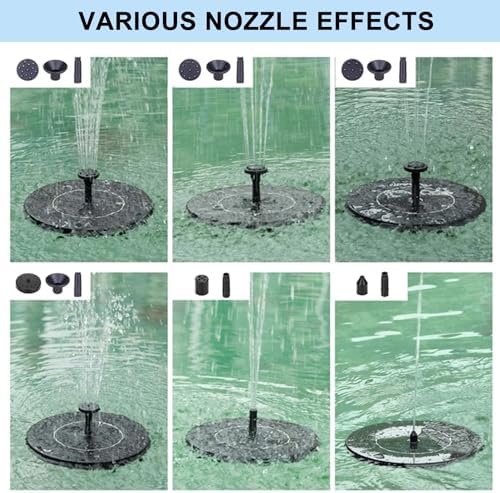 5 Inch Solar Water Pump, 7V/1.7W 200L/h Bird Bath Fountain Pump, w 6 Nozzle, Free Standing Floating Solar Powered Water Fountain Pump for Bird Bath, Garden, Pond, Pool, Outdoor - Image 4