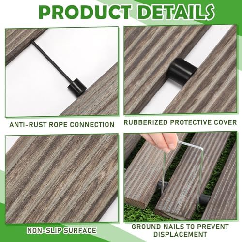 Landical 24ft Wooden Garden Pathway Walkway, Roll Out Outdoor Path,Gray - Image 3