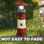 DOITOOL Solar Rotating Lighthouse Outdoor Lantern Garden Decor Resin Street Light - Red - Image 6