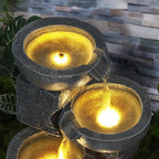 4 Tiered Waterfall Fountains, Outdoor Water Fountains with LED Lights, Garden Outside Brick Waterfalls, Modern Cascading Flow Fountain for Garden, Yard, Patio, Home Decor (Grey) - Image 2
