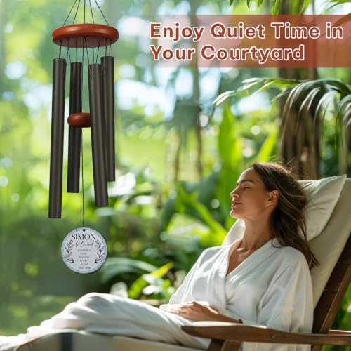 Personalized Wife Memorial Wind Chime Custom Name & Year, Beloved Grandmother Mother Sympathy Gift, in Loving Memory Windchime Garden Outdoor Decor Deep Tone - Image 6