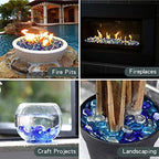 Mr. Fireglass 10 Pound Blended Fire Glass Beads, 1/2" High Luster Mixed Colored Fire Glass Drops for Fireplace Fire Pit & Lanscaping, Cobalt Blue, Crystal Ice, Caribbean Blue (Pack of 2) - Image 5
