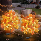 TORONTOKYO 2 Pack Fall Solar Outdoor Lights, Fall Decor 40 LED Maple Leaves Solar Stake Light with 8 Modes, Waterproof Fall Garden Lights Thanksgiving Decorations for Autumn Yard Pathway Outside - Image 6