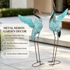 47.5" Blue Heron Statues, Extra-Large Sandhill Crane Decor Set of 2 - Image 4