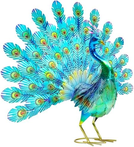 27.5" Peacock Garden Decor, Metal Yard Decorations Outdoor - Image 2
