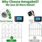 AMAGABELI GARDEN & HOME 5 Panels 32in(H)×10ft(L) Decorative Garden Fences and Borders for Dogs No Dig Metal Fence Panel Garden Edging Border Fence For Animal Barrier Fencing for Flower Beds Yard White - Image 3