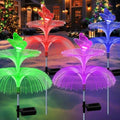 4 Pack Solar Garden Lights, Gardening Birthday Gifts for Mom Grandma Women, Waterproof 7 Color Changing Jellyfish Light with Butterfly Solar Flower Lights for Outdoor Pool Yard Garden Decor by MRHEPHAESTUS
