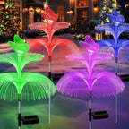 4 Pack Solar Garden Lights, Gardening Birthday Gifts for Mom Grandma Women, Waterproof 7 Color Changing Jellyfish Light with Butterfly Solar Flower Lights for Outdoor Pool Yard Garden Decor by MRHEPHAESTUS