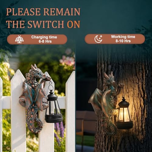 Solar Dragon Tree Decor Outdoor, Hanging Dragon Statue with Lantern - Image 6