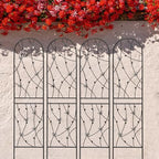 4 Pack Metal Garden Trellis 86.7" Tall Outdoor Climbing Plant Support for Roses, Flowers, Rustproof Durable Black Galvanized Tube, Lawn Garden Fence Decor Screen (4, Black flutter-86.7" H) - Image 2