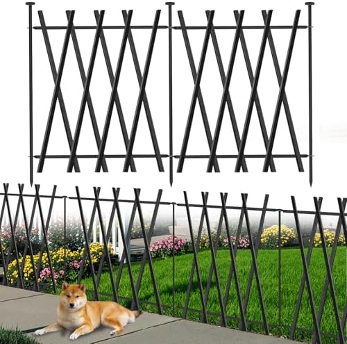 7 Panels Decorative Garden Fence 32in H x 17Ft L, Heavy Duty Metal Rustproof Animal Barrier No Dig Fencing Outdoor Dog Fence Flower Bed Border, Lawn Edging for Pet, Yard& Patio, Landscape by COLRASN