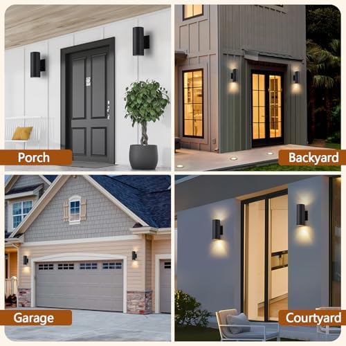 2 Pack Modern Black Outdoor Wall Light, Exterior Wall Sconce - Image 3