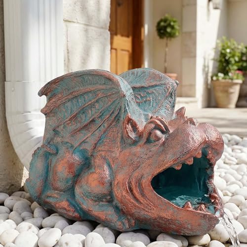 Gothic Gargoyle Gutter Guardian Rain Downspout Extension Outdoor Statue, 12 Inch High, Cast Stone Resin, Bronze Stone Finish for 3"x4" Decorative Gutter Extension - Image 2