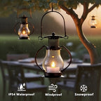 Solar Hanging Lanterns Outdoor Waterproof, Vintage Mini Metal Lantern with Flickering Solar Powered Tea Lights, Perfect Chargeable Solar Lights for Backyard Patio Garden Fence Tree Decoration-4Pack - Image 6