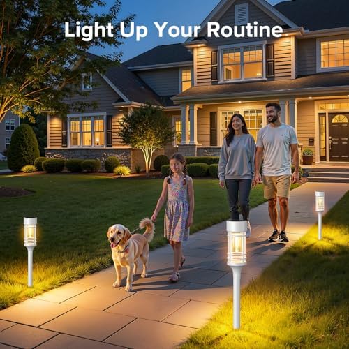 LETMY 12 Pack Solar Pathway Lights Outdoor, Bright Solar Lights Outdoor Waterproof IP65, Solar Garden Lights Outdoor for Yard Walkway Driveway Landscape Garden Decor （White） - Image 3
