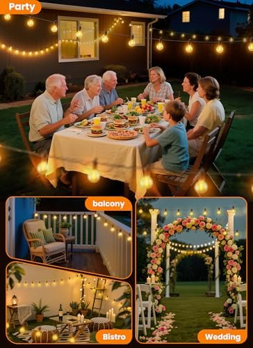 Outdoor String Lights, 50FT 25 LED Bulbs String Lights, IP65 Waterproof Connectable G40 Outside Patio Light for Backyard Porch Balcony Garden Decor Christmas Camping Gazebo - Image 5