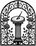 Sundial and Rose Garden Metal Wall Art, Metal Signs, Metal Outdoor Decor, WallArt Decor, Vintage Gothic Artwork, Elegant Wall Decoration for Living Room Bedroom, Stunning Home Decor Piece. (Black,24inch) by Unknown
