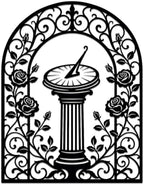 Sundial and Rose Garden Metal Wall Art, Metal Signs, Metal Outdoor Decor, WallArt Decor, Vintage Gothic Artwork, Elegant Wall Decoration for Living Room Bedroom, Stunning Home Decor Piece. (Black,24inch) by Unknown