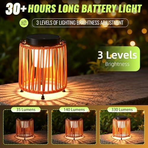 Outdoor Solar Lantern for Patio Waterproof, Rechargeable Table Lamp - Image 4