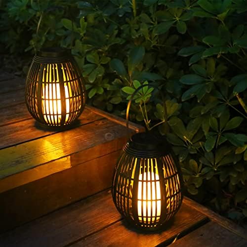 Solar Garden Lantern LED Outdoor Solar Lantern Decorative Rattan Lantern Energy Efficient Patio Pathway Courtyard - Image 3