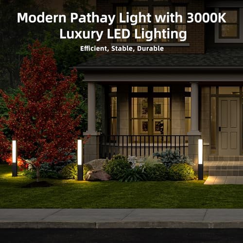 Landscape Path Lights,40 Inch Outdoor Bollard Lights AC 100-240V Aluminum Modern Pathway Lamp IP65 Waterproof 3000K Luxury LED Lighting for Commercial Garden Walkway Lawn Decoration - Image 4