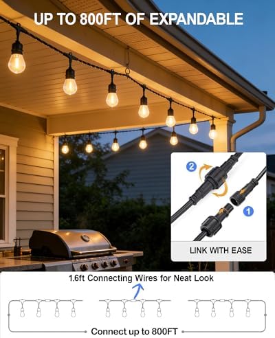 Gmnee 100FT Outdoor String Lights for Patio, Balcony & Porch, Backyard - Image 4