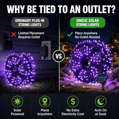 335FT 800 LED Solar Purple Halloween Lights - Image 4