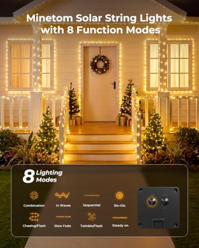 Solar String Lights, 6 Packs Total 198Ft 600 LED Fairy Lights Warm White - Image 3