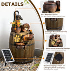 29" Tall Barrel Solar Water Fountain Outdoor Garden - Image 3