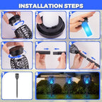8 Pack Solar Lights Outdoor, Blue Flickering Flame Torches - Image 5