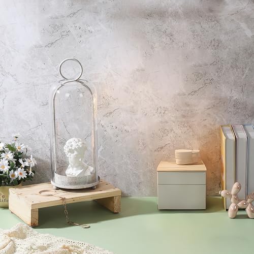16" High Versatile Modern Metal Hurricane Lantern with Handmade Sturdy Glass Dome in Vintage White for Pillar Candle & Plants, Industrial, Farmhouse, Shabby Chic - Image 3