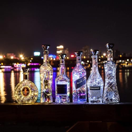 Upgraded 12 Pack Diamond Solar Wine Bottle Lights, 20 LEDs Waterproof Copper Light, Bottle Light Fairy Cork String Lights for Yard Patio Decor, DIY Birthday Gift for Mom Grandma Friend(3 Colors) - Image 5