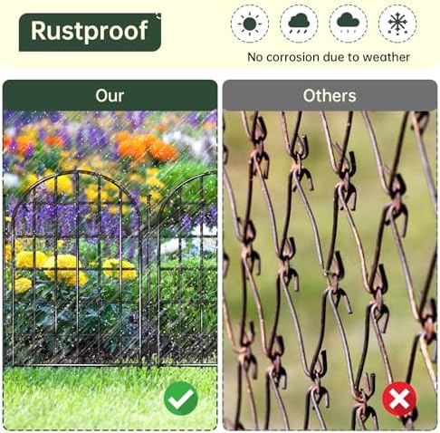 12 Panels Garden Fence, 13.8 ft(L) x 17 in(H) Arched No Dig Fence, Decorative Animal Barrier Fencing with Ground Stake, Rustproof Metal Garden Edging Border for Dog, Rabbit, Outdoor Yard Patio Decor - Image 6