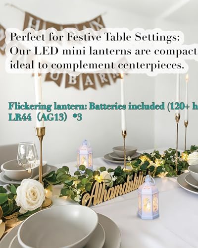 12-Pack Mini Moroccan Lanterns with LED Candle for Ramadan, Wedding, Festivals, Small Decorative Lanterns Shatterproof for Baby Shower & Table Centerpiece, Ornament, Party Decor, White - Image 2