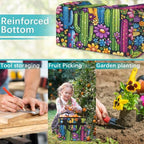 Colorful Cactus Flower Garden Tool Bag with Hard Bottom and 10 Pockets - Image 7