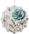 10 Inch Teal Vintage Floral Wind Spinner for Yard and Garden, Retro Flowers Wooden Butterfly Hanging Ornaments Outdoor 3D Kinetic Wind Sculpture Spinners Indoor Outdoor Patio Décor Ornaments Gift by Unknown