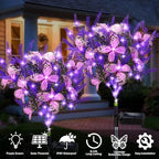Solar Garden Lights Outdoor, 4 Pack Purple Lavender Solar Butterfly Lights Gardening Gifts for Women,Artificial Flowers Light Purple Halloween Garden Decor for Patio Yard Lawn Christmas - Image 4