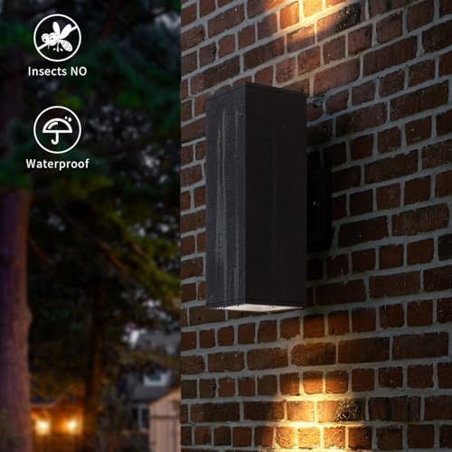 mirrea 14" Modern Outdoor Porch Light in 2 Lights, Matte Black, 1 Pack - Image 3