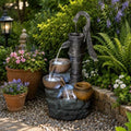 32 Inch Freestanding Outdoor Fountain with Vintage Pump for Garden Decor by Noeko
